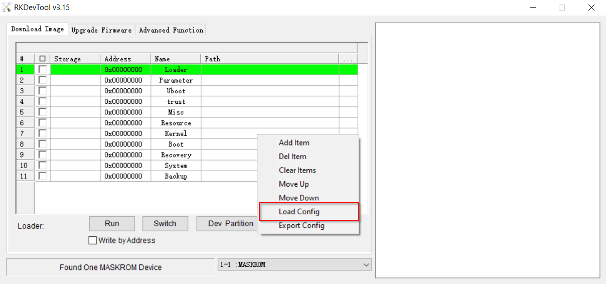 RKDevTool Load Config